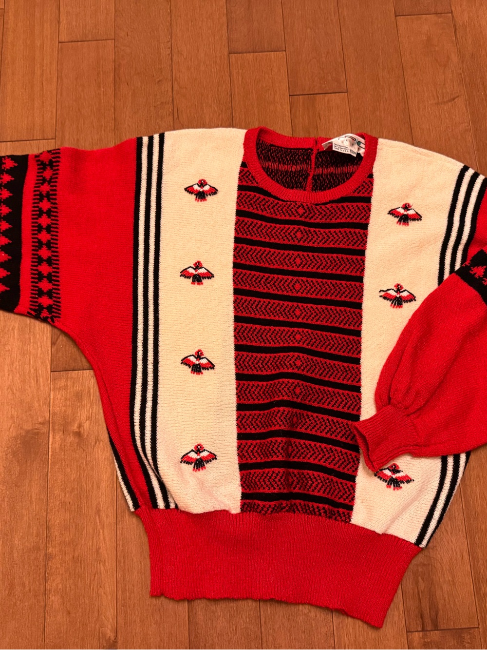 Vintage Eric Steven Beaded Bird Sweater | Batwing Dolman